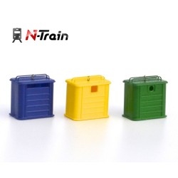 Set de 3 contenedores de reciclaje con fotograbado 212.47 N-TRAIN Escala N