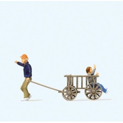 Niños con carro 28112 PREISER Escala H0