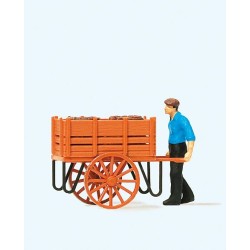 Trabajador con carro 28131 PREISER Escala H0
