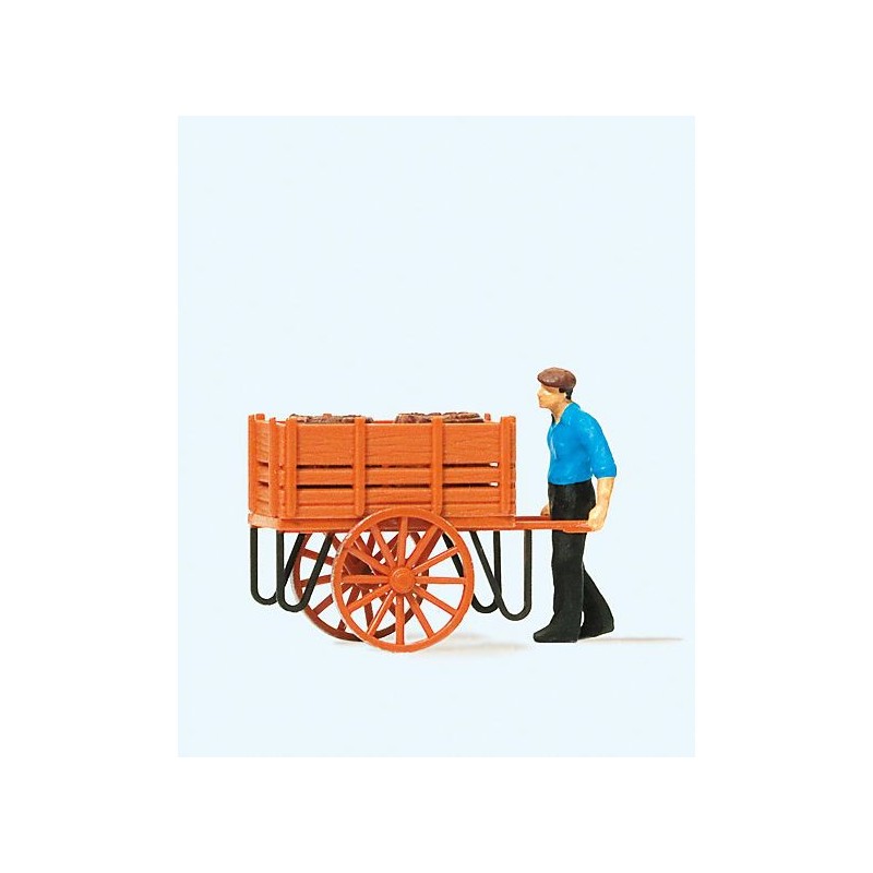 Trabajador con carro 28131 PREISER Escala H0