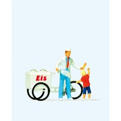 Vendedor de helados con carrito y un niño 28126 PREISER Escala H0