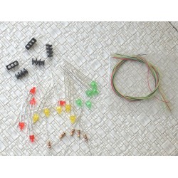 Lote 5x carcasas semaforos pequeñas + LEDs rojo/verde + cables MDT