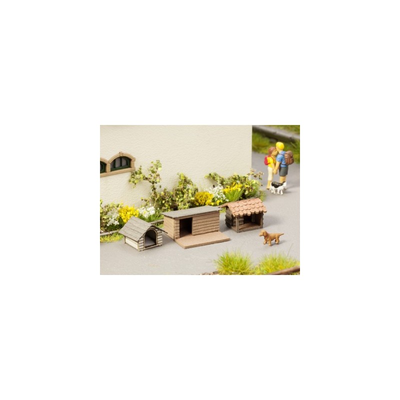 Set de 3 casitas para perro, Laser-Cut 14364 NOCH Escala H0