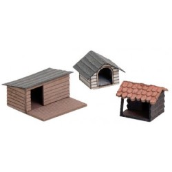 Set de 3 casitas para perro, Laser-Cut 14364 NOCH Escala H0
