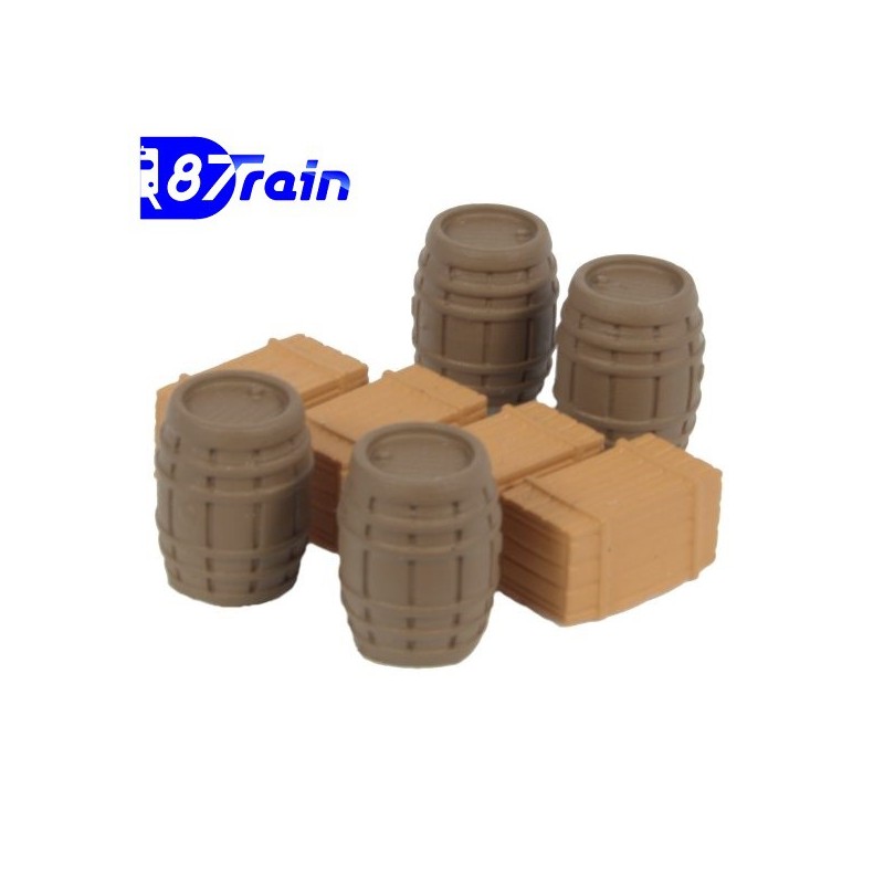 Barricas y cajas de madera 222.22 87TRAIN Escala H0