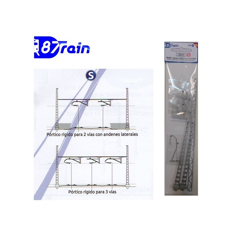 Portico rigido S con 4 mensulas RENFE 224.11 87TRAIN Escala H0