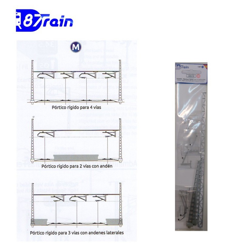 Portico rigido M con 4 mensulas RENFE para 4 vias 224.12 87TRAIN Escala H0