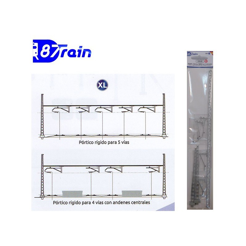 Portico rigido 350mm XL con 6 mensulas RENFE para 6 vias 224.13 87TRAIN Escala H0