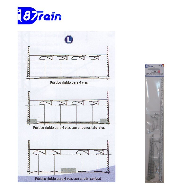 Portico rigido 304mm L con 4 mensulas RENFE para 4 vias 224.09 87TRAIN Escala H0