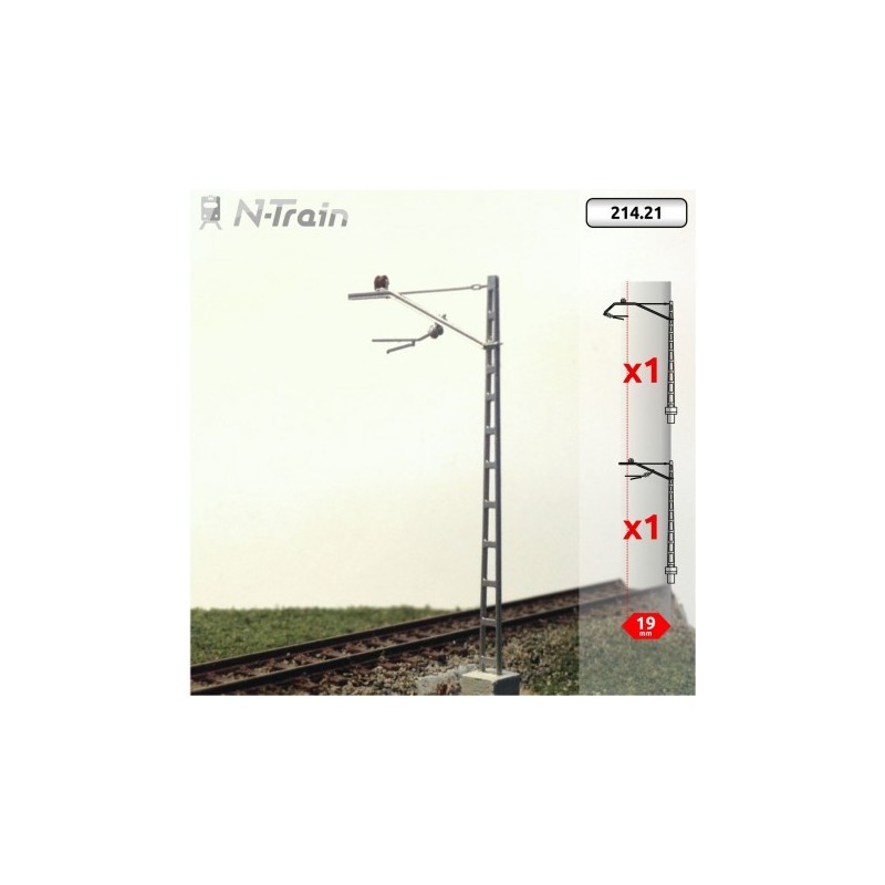 Set 2 postes de catenaria con mensula RENFE CR160 214.21 N-TRAIN Escala N