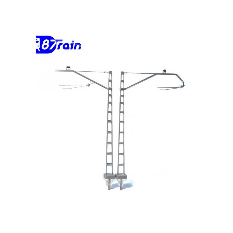 Set 2 postes de catenaria RENFE X2B con mensula CR-160 224.01 87TRAIN Escala H0