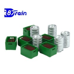 Barriles de cerveza y cajas con botellas 222.25 87TRAIN Escala H0