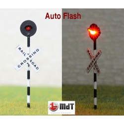 Señal de cruce paso a nivel con LED rojo auto intermitente 5,5cm Crossing1 MDT Escala H0