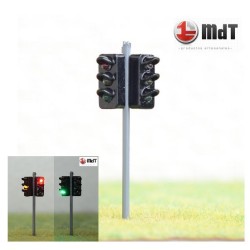 Semaforo de trafico de LED doble verde/ambar/rojo 4,5cm en angulo 90º GR33 MDT Escala H0