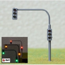 Semáforo de trafico de LED doble verde/ambar/rojo 6cm LBGR MDT Models Escala H0