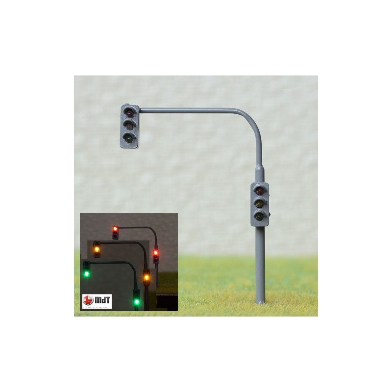 Semaforo de trafico de LED doble Verde/ambar/rojo LBGR MDT Escala H0