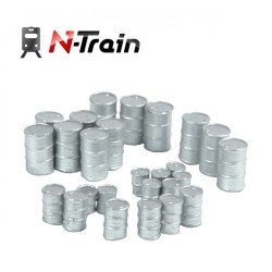Set de 26 bidones plateados en 3 medidas 212.26 N-TRAIN Escala N