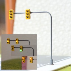 Semaforo amarillo de trafico de LED doble verde/ambar/rojo 7cm 2BOR MDT Escala H0