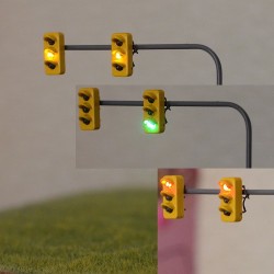 Semaforo amarillo de trafico de LED doble verde/ambar/rojo 6cm 2BOR MDT Escala H0
