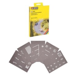 5 plantillas de señalizaciones viales con 43 simbolos 60745 NOCH Escala H0