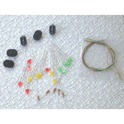 Lote 5x carcasas semaforos grandes + LEDs rojo/verde + cables MDT