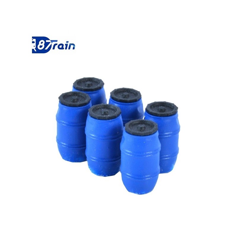 Bidones azules de plastico, 6 unidades 222.65 87TRAIN Escala H0