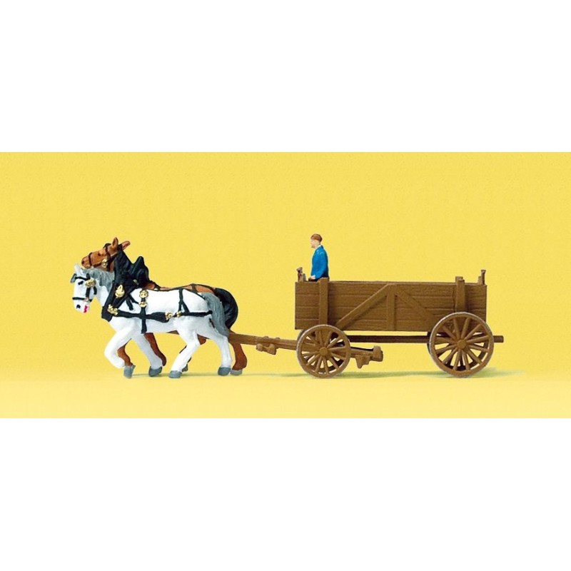 Carro con caballos y figuras 79475 PREISER Escala N