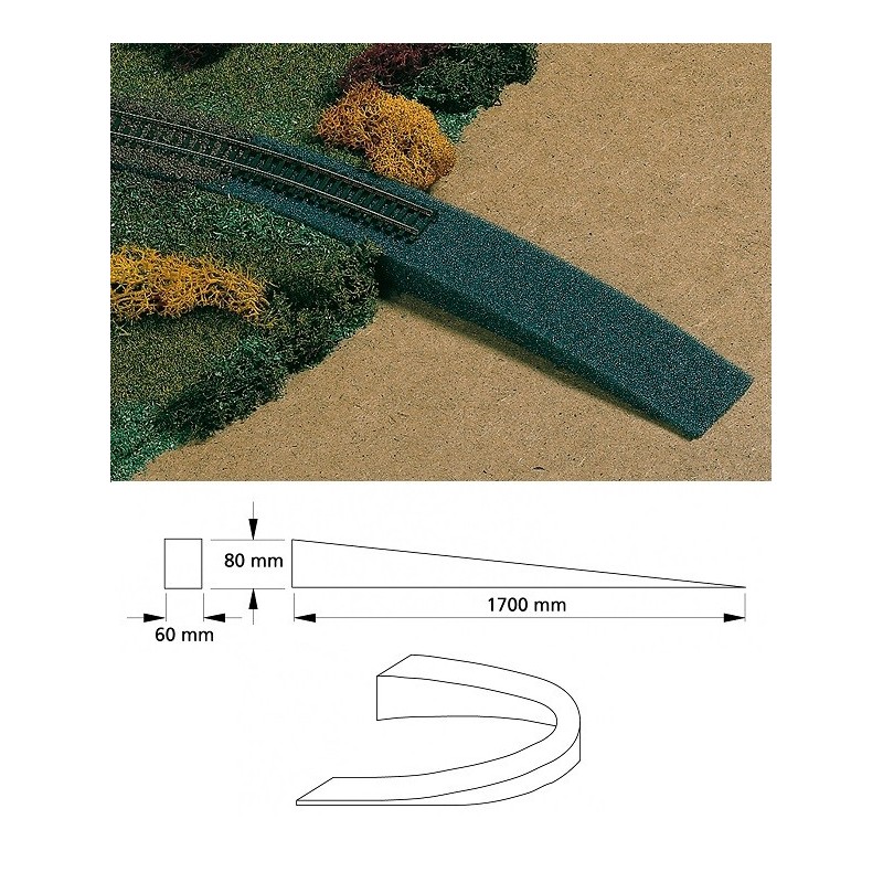 Rampa flexible 170cm, sube 8cm, todos los radios 41198 Auhagen Escala H0