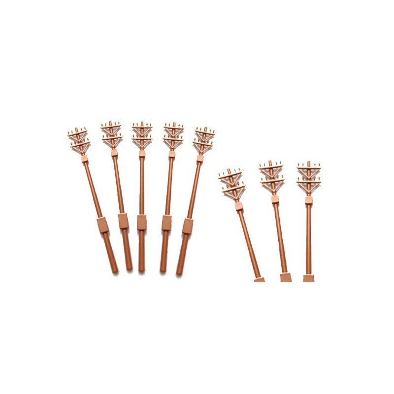 Set 10 Poste luz doble con caja de registro N83005 MFTrain Escala N