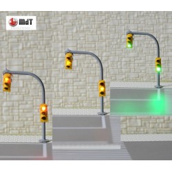 Semaforo doble amarillo de trafico de LED doble verde/ambar/rojo 4cm OB3C3NR MDT Escala N