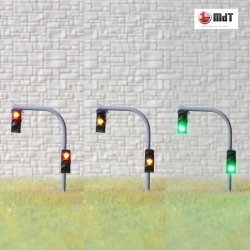 Semáforo doble negro de tráfico de LED doble verde/ambar/rojo 4cm BB3C3NR MDT Models Escala N