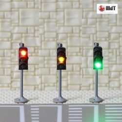 Semáforo negro de tráfico de LED verde/ambar/rojo 2,4cm GR3N MDT Models Escala N