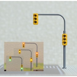 Semáforo doble amarillo de trafico de LED doble verde/ambar/rojo 6,5cm W-B3C3RHOR MDT Models Escala H0