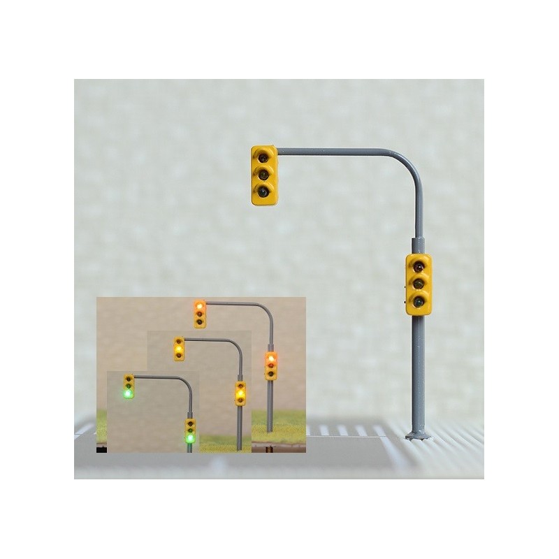 Semaforo doble amarillo de trafico de LED doble verde/ambar/rojo 6,5cm B3C3 MDT Escala H0