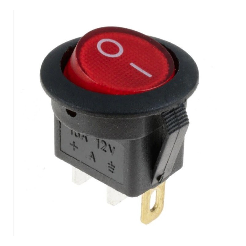 Interruptor redondo con LUZ roja ON-OFF 3 pin INTL011 MDT