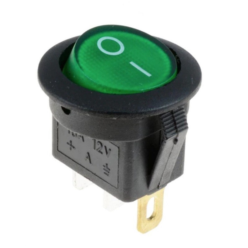 Interruptor redondo con LUZ verde ON-OFF 3 pin INTL002 MDT Models