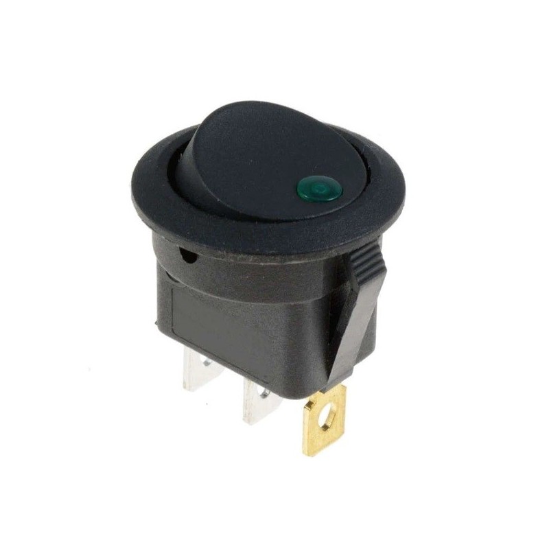 Interruptor redondo con LUZ verde ON-OFF 3 pin INTS0102 MDT