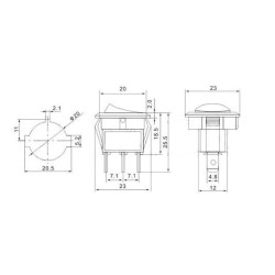 Interruptor redondo con LUZ amarilla ON-OFF 3 pin INTS0103 MDT
