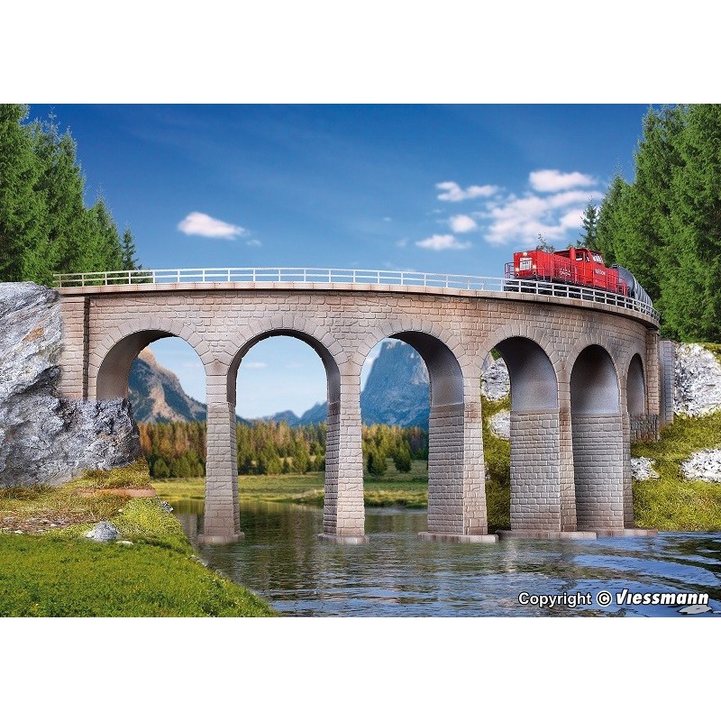 Viaducto alto en curva para R1 37664 Kibri Escala N