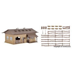Pocilga con cerdos, valla y accesorios 43740 Vollmer Escala H0