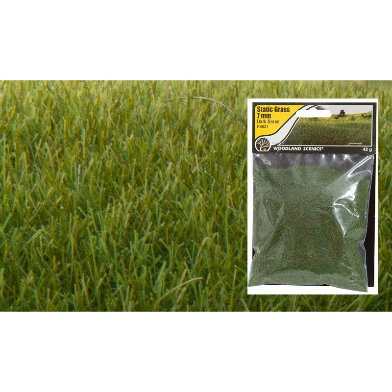 Césped electrostático 7mm verde oscuro Static Grass FS621 Woodland Scenic