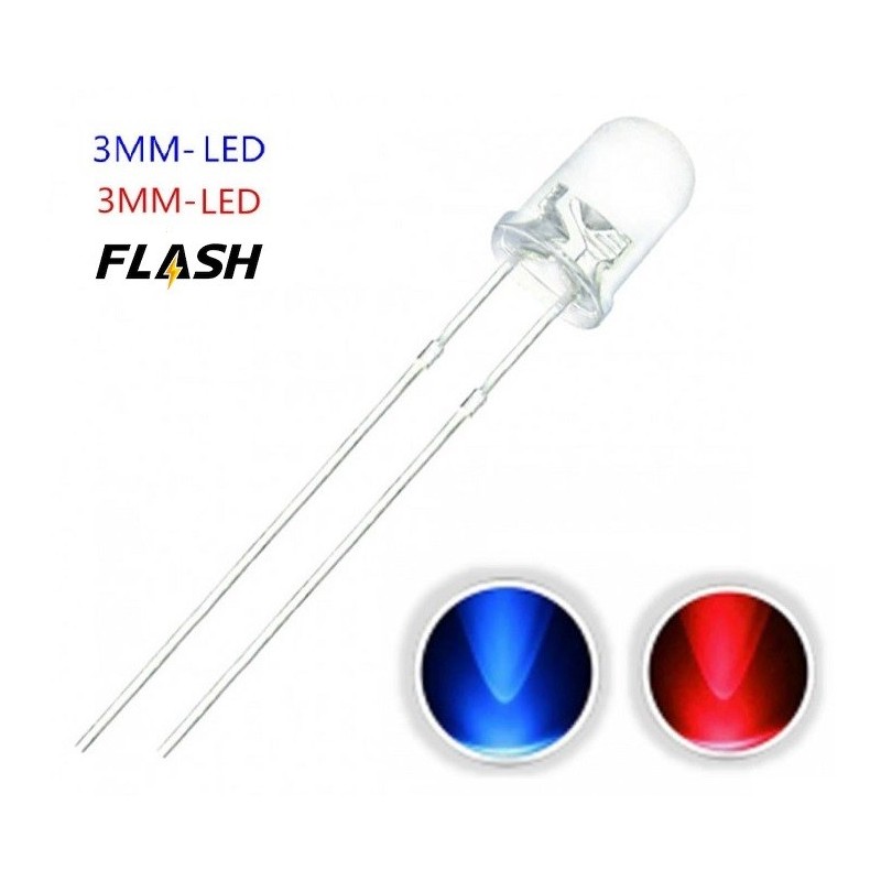 Desmenuzar choque interrumpir LED 3.0mm Intermitente Bicolor Rojo/Azul F026 MDT Models