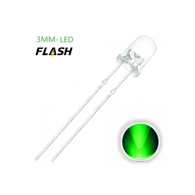 LED 3.0mm Intermitente Verde F024 MDT Models