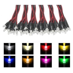 LED 3mm Rosa con cable y resistencia instalada F077 MDT Models