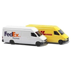Furgonetas de reparto Mercedes Sprinter DHL y FEDEX 8304 Busch Escala N