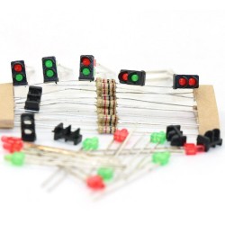 Lote 5 carcasas semáforos mono 2 asp. con LEDs rojo/verde y cables WC091 MDT Models Escala N