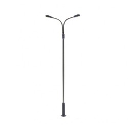 Farola de LED doble con base ajustable de altura 2 a 12 cm Steel Street Lamp 02-H0 MDT Models Escala H0