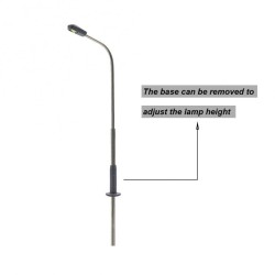 Farola de LED con base ajustable de altura 2 a 12 cm Steel Street Lamp 01-H0 MDT Models Escala H0