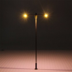 Farola de LED doble con base ajustable de altura 2 a 12 cm Steel Street Lamp 07-H0 MDT Models Escala H0
