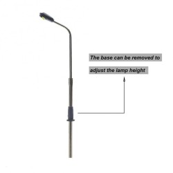 Farola de LED con base ajustable de altura de 1 a 6 cm Steel Street Lamp 01-N MDT Models Escala N
